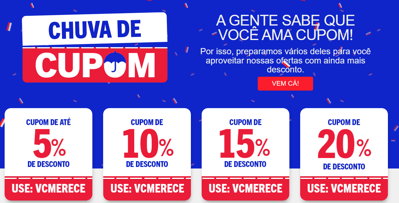 Cupom de até 15% de desconto